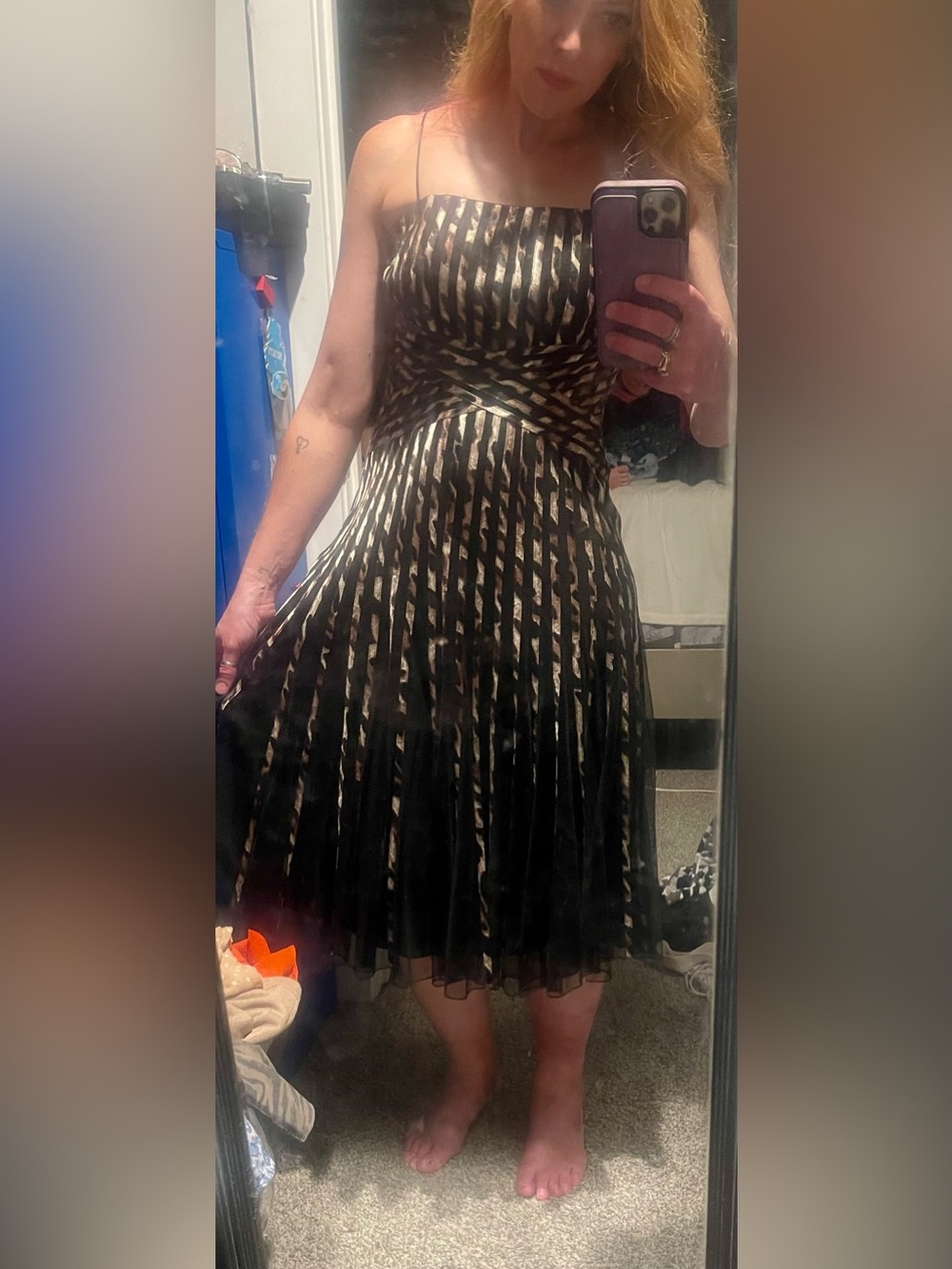 JS Collections Strapless Black and Bronze Evening Dress - Picture 4 of 5